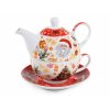 Set tazza e teiera in porcellana con stampe natalizie 16 x 10,5 x 13,5cm Set tazza e teiera in porcellana con stampe natalizie 16 x 10,5 x 13,5cm