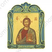 Икона Иисуса Христа в киоте "Спаси и сохрани" на подставке 7,5 x 8,5 см