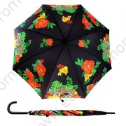 Зонт-трость складной "Тигры с розами, d 106 см, 8 спиц