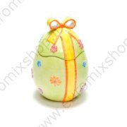 Uovo pasquale porta dolci in ceramica con fiocco