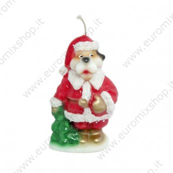 Candela "Cane Babbo Natale con albero di Natale" simbolo dell'anno 2018 H=11 cm