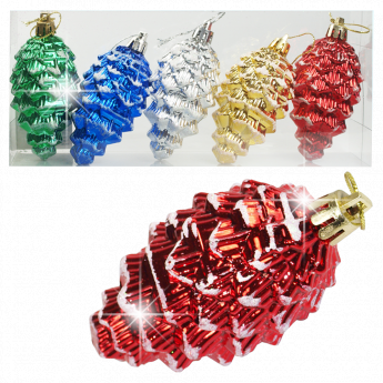 Set decorazioni natalizie Pigne 5 pz 8 cm, multicolor