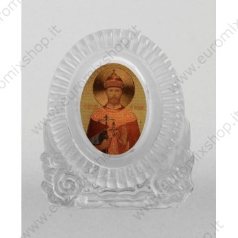 Icona "Santo zar martire Nicola" ovale 25 x 35 mm vetro