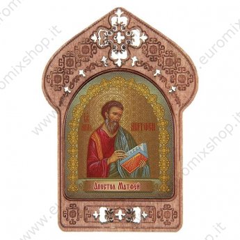 Икона "Апостол Матфей" темная рамка 5 × 7 с