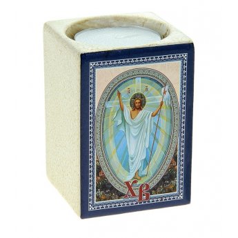 Portacandele pasquale con candela, ceramica 5,5 × 5,5 × 7,5 cm