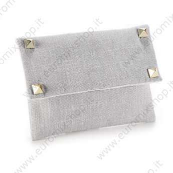 Sacchetto stoffa grigio con borchie metallo e chiusura velcro
