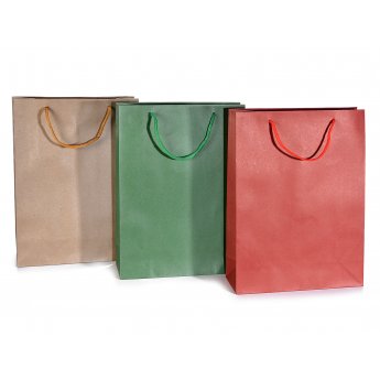 Sacchetto/busta grande in carta colorata con manici  24,5 x 9,5 x 33cm
