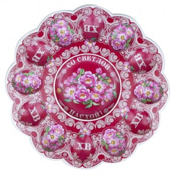 Alzata pasquale in plastica per 12 uova e 1 torta pasquale - Fiori
