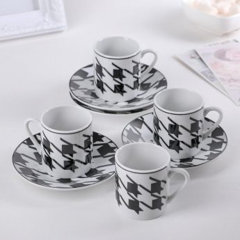 Set da caffè per 4 persone "Cubismo" 4 tazzine 80ml + 4 piattini 11cm