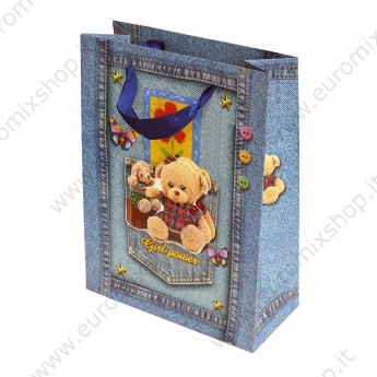 Sacchetto da regalo 18 x 24 x 8 cm, 4 design diversi "Orso Teddy"