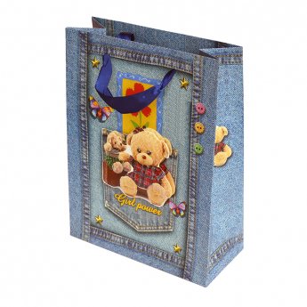 Sacchetto da regalo 18 x 24 x 8 cm, 4 design diversi "Orso Teddy"