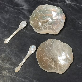 Set di piattini e cucchiaini in madreperla per caviale