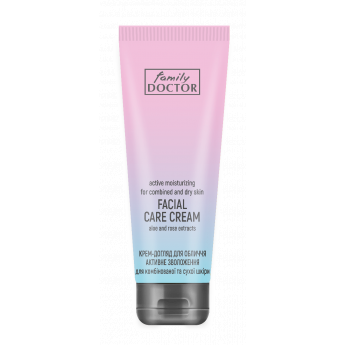 Crema viso idratante per pelle mista e secca con estratti di aloe e rosa "Family Doctor" 75 ml.
