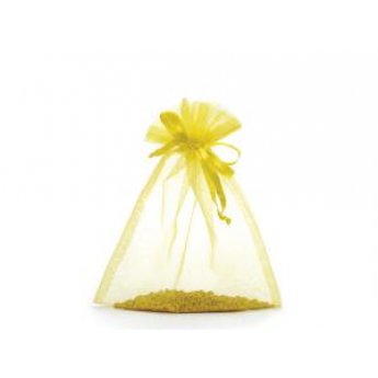 Sacchetto in organza giallo limone cm 17/22 con tirante