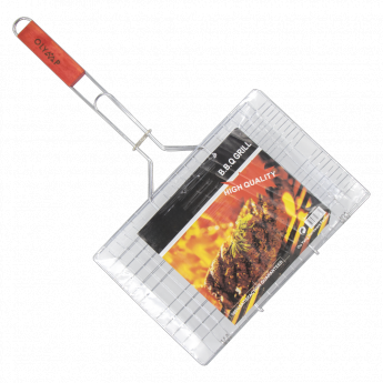 Griglia in acciaio inox con manico in legno, 0,4 kg, 34 x 21 x 1,5 cm *