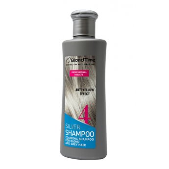 Shampoo-tinta Silver №4 effetto anti-giallo ottimo per i capelli bianchi "Blond Time" 150ml Shampoo-tinta Silver №4 effetto anti-giallo ottimo per i capelli bianchi "Blond Time" 150ml