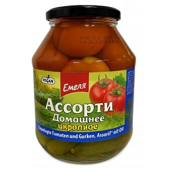 Pomodori e cetrioli assortiti "Di casa" "Emelya" (1,7 l)
