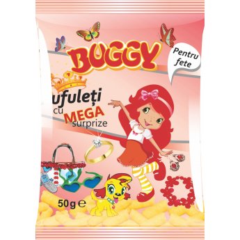 Bastoncini di mais "Buggy - Pufuleti" con sopresa per bambina (50g)