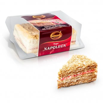 Torta a strati "Napoleone" al gusto di vaniglia e ripieno di mirtilli rossi, (400g)