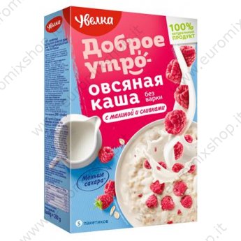 Preparato per porridge d'avena con lamponi e panna "Uvelka" (5x40g)