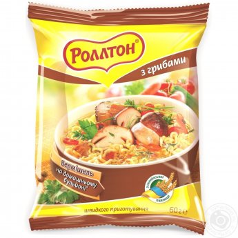 Вермишель "Роллтон" с грибным вкусом (60г)