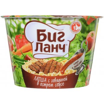 Noodles "Big Lunch" con carne di manzo in salsa piccante (90g)