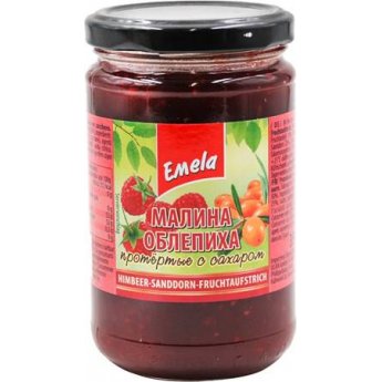 Marmellata di lamponi "Emelya", olivello spinoso tritato con zucchero (350 g) Marmellata di lamponi "Emelya", olivello spinoso tritato con zucchero (350 g)