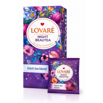 Tè nero "Lovare Night Beautea" con frutti di bosco, petali di fiori e aromi (24x2g)