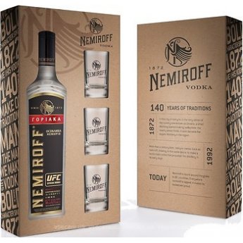 Vodka "Nemiroff" Original+3 bicchieri 40% (0,7L)