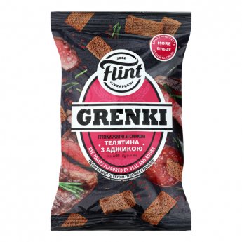 Crostini di segale "Flint" con vitello e adjika (70 g)