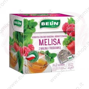 Чай травяной "Belin" из мелиссы с малиной и клубникой, пирамидки  (40гр)