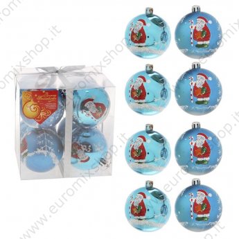 Set palline di Natale "Babbo Natale" plastica, 8 pz, D 7 cm, argento