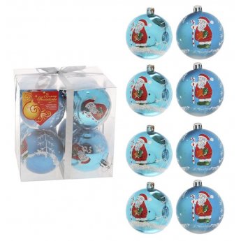 Set palline di Natale "Babbo Natale" plastica, 8 pz, D 7 cm, argento