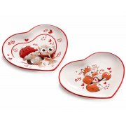 Piatto in ceramica a forma di cuore con stampa animalier, 18,5 x 16,5 cm