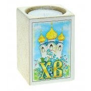 Portacandele pasquale con candela, ceramica 5,5 × 5,5 × 7,5 cm