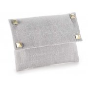 Sacchetto stoffa grigio con borchie metallo e chiusura velcro