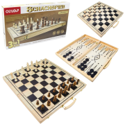 Set 3 in 1 scacchi, dama, backgammon, legno, tavola 40 x 40 cm