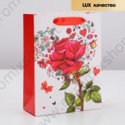 Пакет ламинированный "Роза любви" люкс, 18 х 8 х 23 см