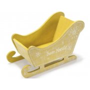 Slitta portaoggetti in legno decorato color senape 18/8,5/10.5