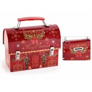 Salvadanaio "Valigia" decorato a forma di casetta 17,5x9x14 cm