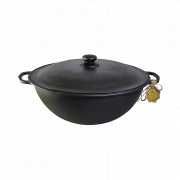 Pentola uzbeka in ghisa WOK da 8 l con coperchio in alluminio