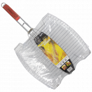Griglia tripla per pesce con manico in legno, 0,7 kg, 30 x 40 x 2 cm *