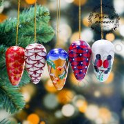 Set di decorazioni per albero di Natale "Pigne" 5 pezzi 3,5x6,5cm dipinte a mano mix
