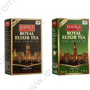SET DI 2 TÈ : Tè "Impra - Royal Elixir Green" verde, foglia grande  (100 g) + Tè "Impra - Royal Elixir Knight" nero, foglia grande (100 g)