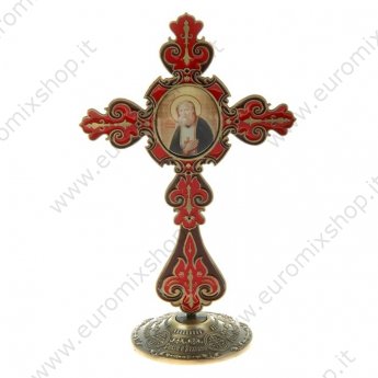 Крест на подставке с иконой "Преподобный Серафим Саровский" 11 см × 12 см × 20 см.