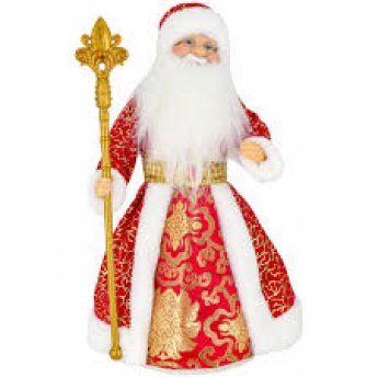 Statuetta di Babbo Natale nei toni del rosso e dell'oro, con scomparto per caramelle, 40 cm