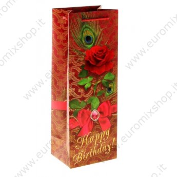 Пакет под бутылку ламинат (ламинация) "Red rose" 13 х36 см