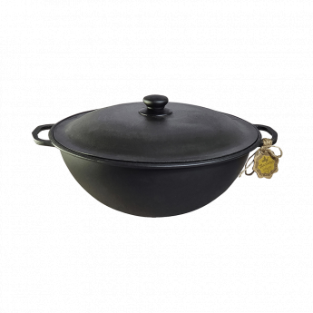 Pentola uzbeka in ghisa WOK da 8 l con coperchio in alluminio